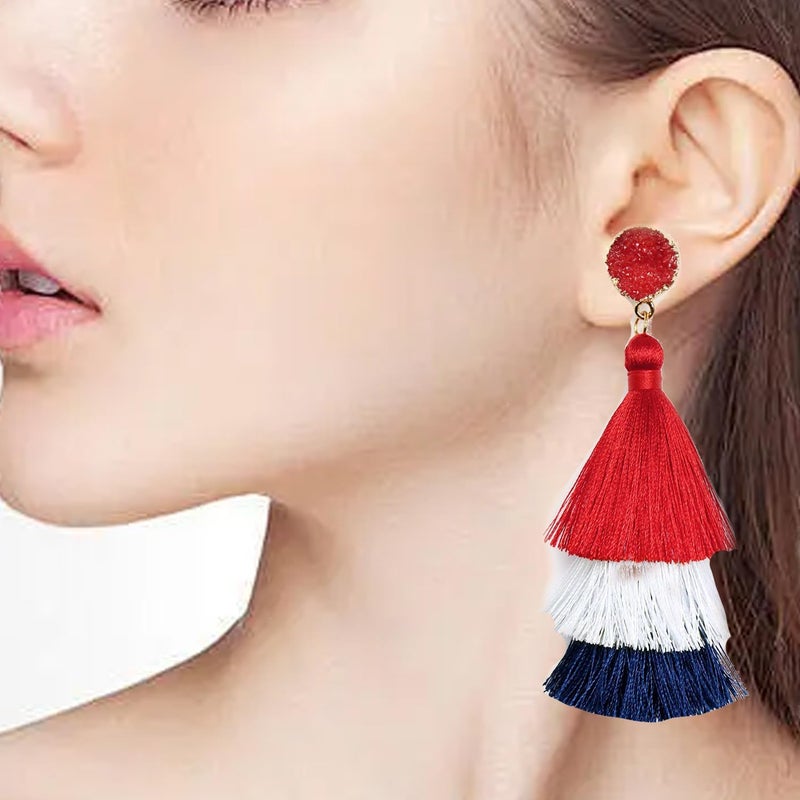 ecozran Halloween, Christmas, 4th of July Patriotic Earrings, Holiday Earrings Independence Day Stud Dangle Drop Earrings Hook Fashion Jewelry Gift for Women - Image 4